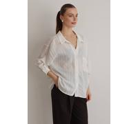 Wovcor Oversized Textured Stripe Shirt In White White S