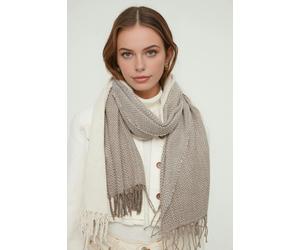 WOVCOR Pattern Blocked Soft Textured Women's Scarf - Ecru - One Size