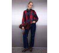 Wovcor Patterned Polo Collar Knitted Jumper Multi L