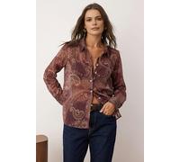 WOVCOR Patterned Unlined Chiffon Shirt - Burgundy - 14