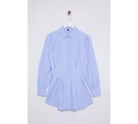 Wovcor Pearl Detail Fitted Long Sleeve Shirt In Blue Blue