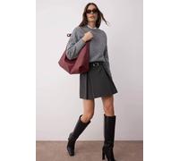 Wovcor Pinstripe A-Line Woven Mini Skirt With Belt Multi