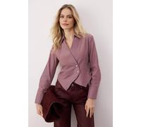 Wovcor Pinstripe Asymmetric Wrap Collared Long Sleeve Shirt In Burgundy Burgundy