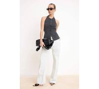 Wovcor Pinstripe Halter Neck Button Detail Sleeveless Woven Vest Multi