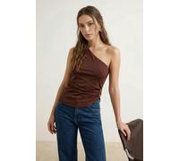 WOVCOR Plain Boat Neck Sleeveless Knitted Scuba Party Blouse - Brown - 10