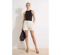 Wovcor Pleated Mini Tailored Fabric Shorts With Pockets In White White