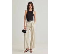 Wovcor Pleated Wide Leg Tailored Trousers In Beige Beige 10