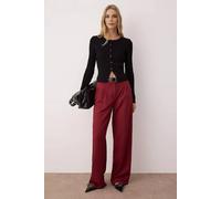 Wovcor Pleated Wide Leg Tailored Trousers In Burgundy Burgundy