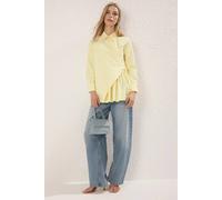 Wovcor Pleated Wrap-Style Long Sleeve Woven Shirt In Yellow Yellow