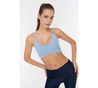 Wovcor Plunge V-Neck Thin Strap Supportive Sports Bra In Light Blue Light Blue