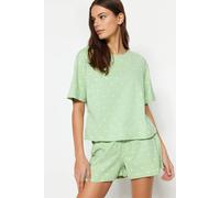 Wovcor Polka Dot And Heart Print Short Pyjama Set In Green Green