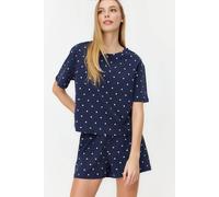 Wovcor Polka Dot And Heart Print Short Pyjama Set In Navy Navy
