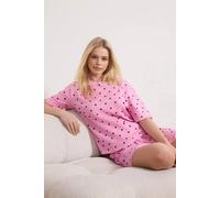 Wovcor Polka Dot And Heart Print Short Pyjama Set In Pink Pink