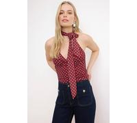 Wovcor Polka Dot Halterneck Tie Detail Blouse Top Multi