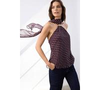 Wovcor Polka Dot Halterneck Woven Blouse With Gold Detail Multi