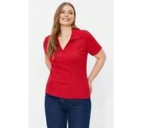 WOVCOR Polo Collar Body-Fitting Ribbed Knit Blouse - Red - 4XL