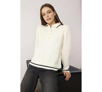 WOVCOR Polo Collar Soft Textured Knit Sweater - Ecru - S