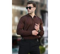 WOVCOR Polo Collar Zippered Knit Men's Sweater - Brown - S