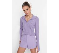 Wovcor Polo Neck Knit Sweater With Finger Detail In Lilac Lilac S