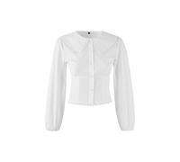 Wovcor Poplin Shirt With Decorative Collar Detail In White White 12
