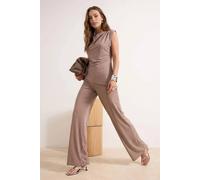 Wovcor Premium Lyocell Wide Leg Co-Ord In Taupe Taupe