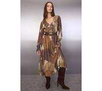 Wovcor Printed Ruffle Detail Maxi Stretch Knit Dress Multi