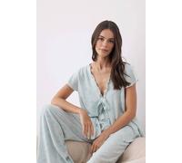 Wovcor Printed Tie Front Wide Leg Pyjama Set Multi