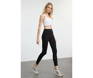 Wovcor Reflective Detail Brushed-Fabric Knitted Sports Leggings In Black Black