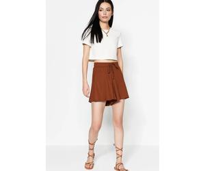 Wovcor Regular Fit Normal Waist Textured Knit Shorts In Brown Brown