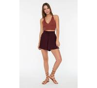 Wovcor Regular Fit Normal Waist Textured Knit Shorts In Burgundy Burgundy