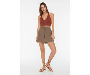 WOVCOR Regular Fit Normal Waist Textured Knit Shorts - Taupe - XL