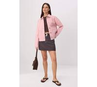 Wovcor Regular Fit Shirt Collar Long Sleeve Denim Jacket In Pink Pink