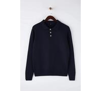 WOVCOR Regular Polo Collar Buttoned Men's Sweater - Dark Navy - XL