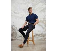 WOVCOR Regular Zippered 100% Cotton Polo Collar Men's T-shirt - Navy - M