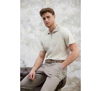 WOVCOR Regular Zippered 100% Cotton Polo Collar Men's T-shirt - Stone - M