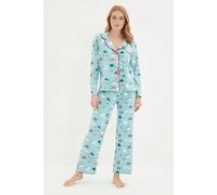 Wovcor Reindeer Print Collared Long Sleeve Top & Lounge Pyjama Set Multi S
