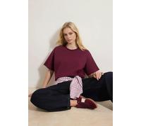 WOVCOR Relaxed Fit Crew Neck Crop T-Shirt - Plum - M