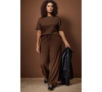 Wovcor Relaxed Fit Drawstring Waist Wide Leg Co-Ord Set In Brown Brown