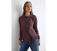 Wovcor Relaxed Fit Long Sleeve Shirt With Tie Detail In Brown Brown