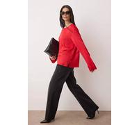 Wovcor Relaxed Fit Satin Woven Blouse With Back Tie Detail In Red Red 8