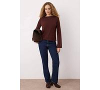 Wovcor Relaxed Spanish Sleeve Flexible Knit Blouse In Brown Brown M