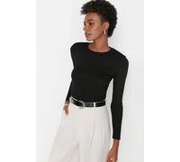Wovcor Ribbed Crew Neck Slim Fit Knit Sweater In Black Black