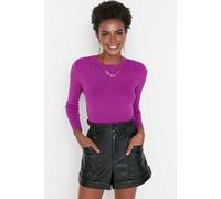 Wovcor Ribbed Crew Neck Slim Fit Knit Sweater In Purple Purple S