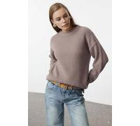 Wovcor Ribbed Soft Textured Knit Sweater In Taupe Taupe S