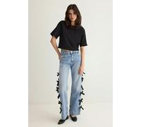WOVCOR Ribbon/Bow Detailed Normal Waist Wide Leg Jeans - Blue - 6