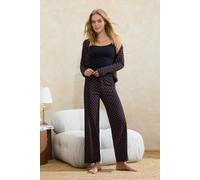 Wovcor Ribbon Print 3-Piece Cami Cardigan And Trouser Pyjama Set Multi