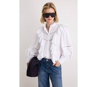 Wovcor Ruffle Detail Boho Long Sleeve Shirt In White White
