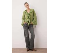 WOVCOR Ruffled Boho Long-Sleeve Woven Blouse - Green - 14