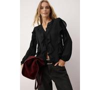 WOVCOR Ruffled Boho Shirt - Black - 8