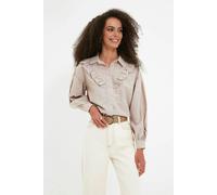 WOVCOR Ruffled Woven Shirt - Beige - 12